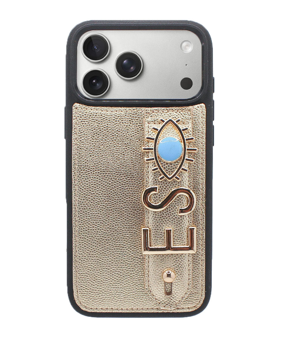 Gold Harfli iPhone Deri Kılıf