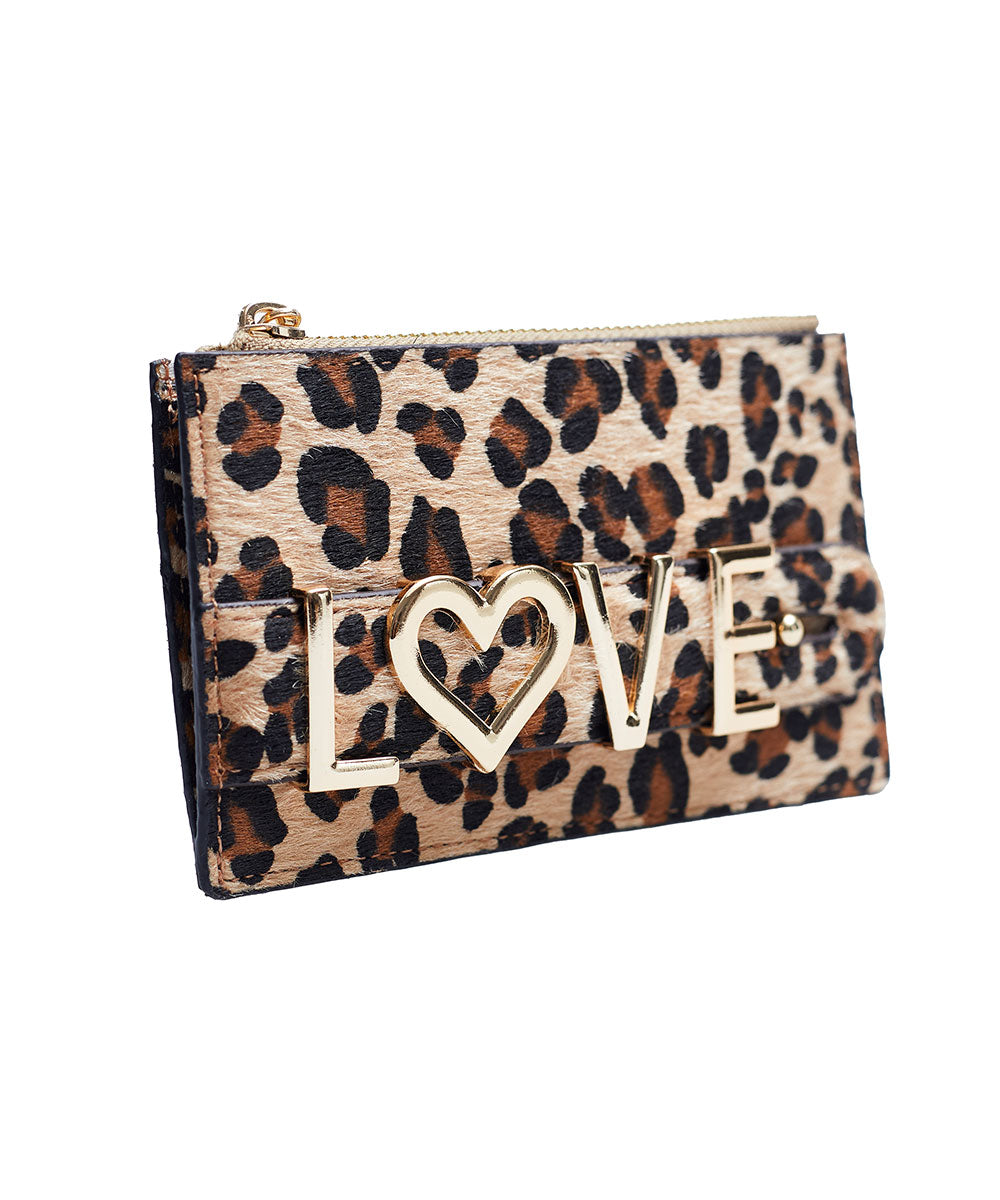 Harfli Leopar Deri Cüzdan