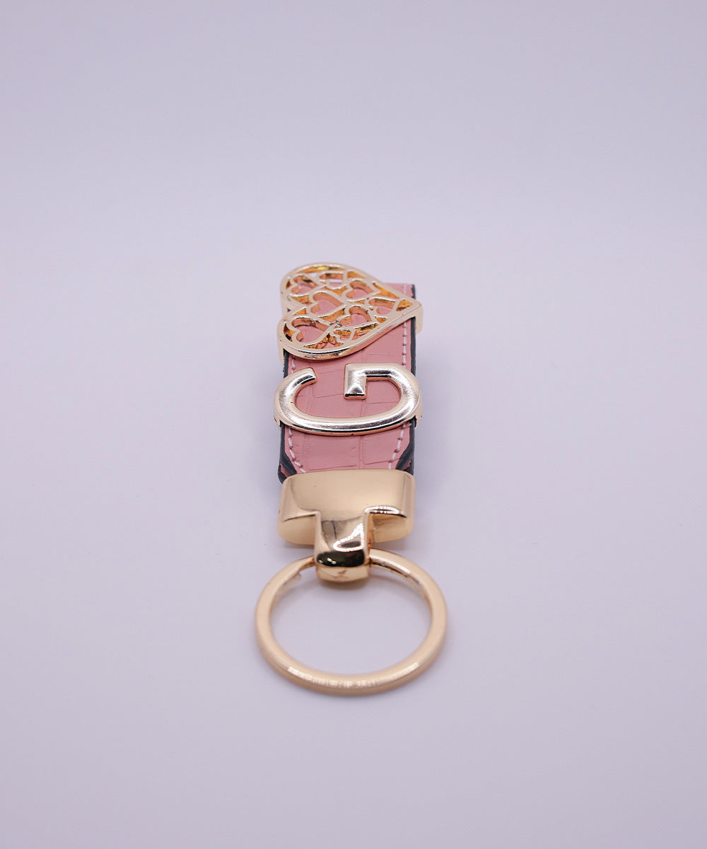 Harfli Pembe Kroko Deri Anahtarlık