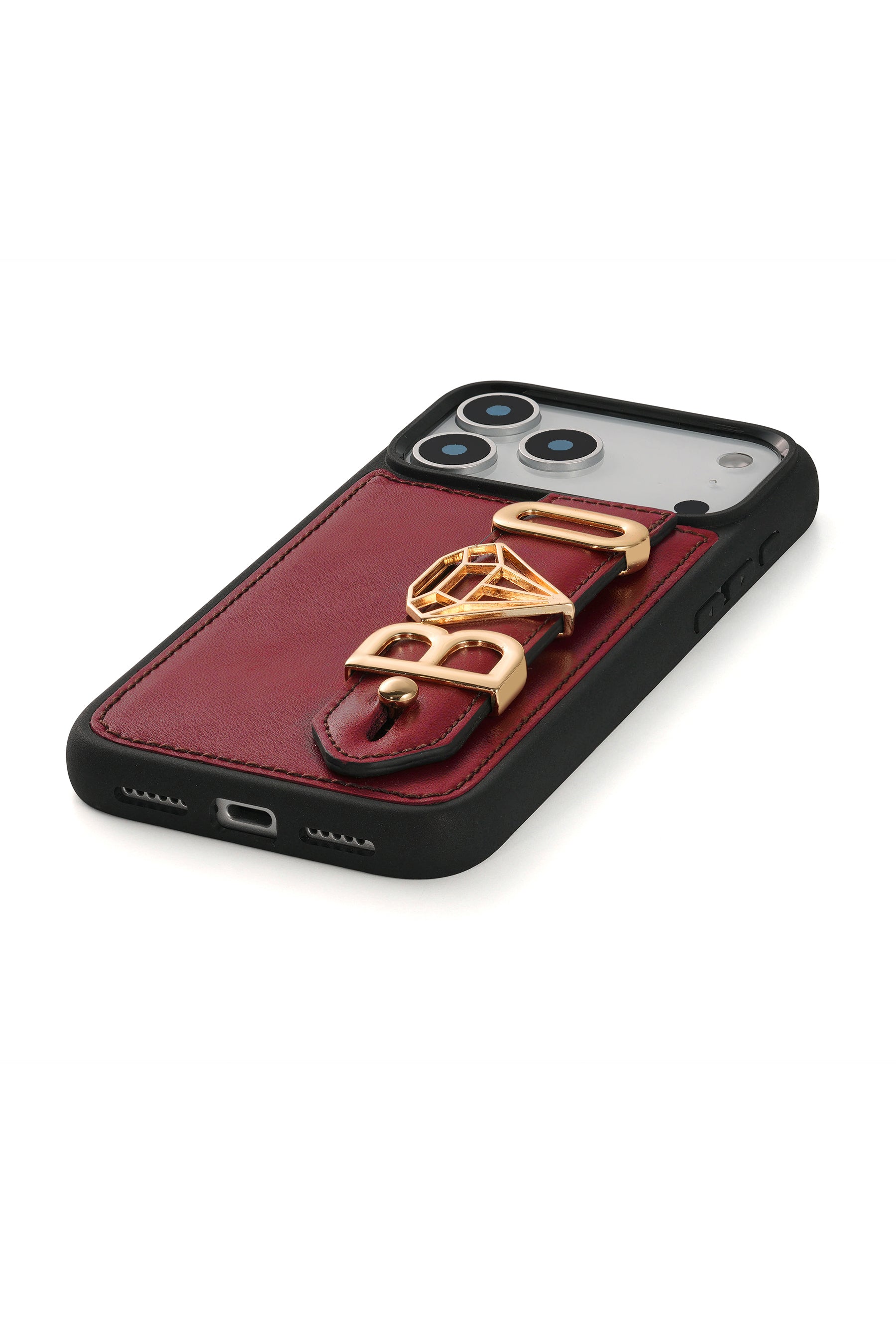 Harfli Bordo Deri iPhone Kılıf