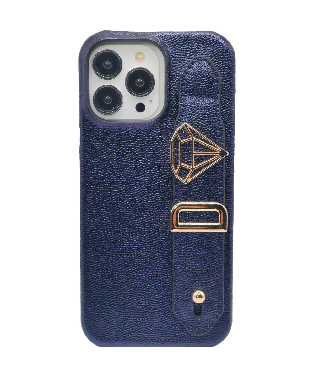 Lacivert Harfli iPhone Premium Deri Kılıf