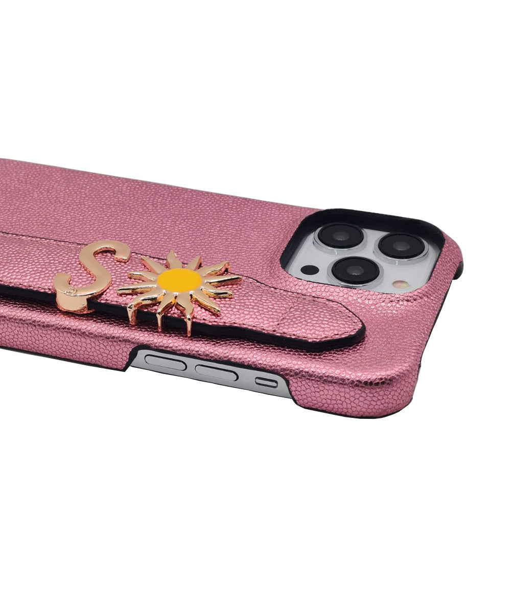 Pembe Harfli iPhone Premium Deri Kılıf