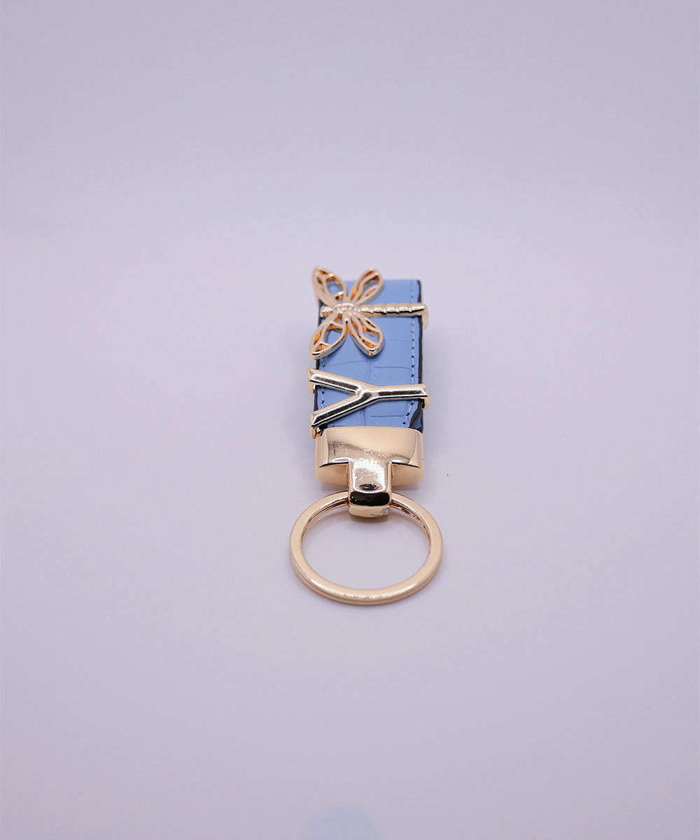 Harfli Girdap Mavisi Kroko Deri Anahtarlık