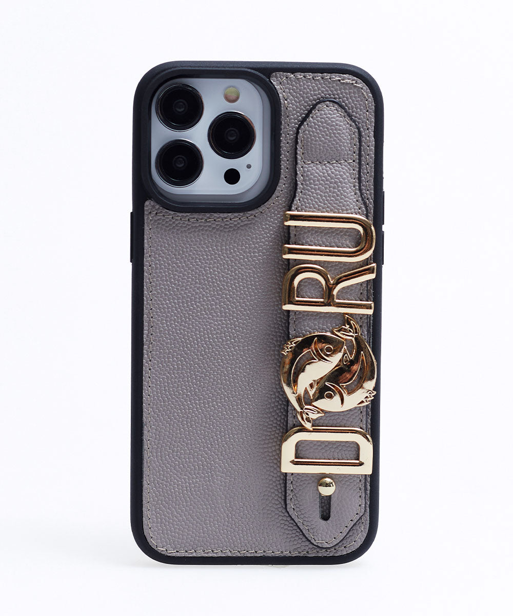 Harfli Gri iPhone Deri Kılıf