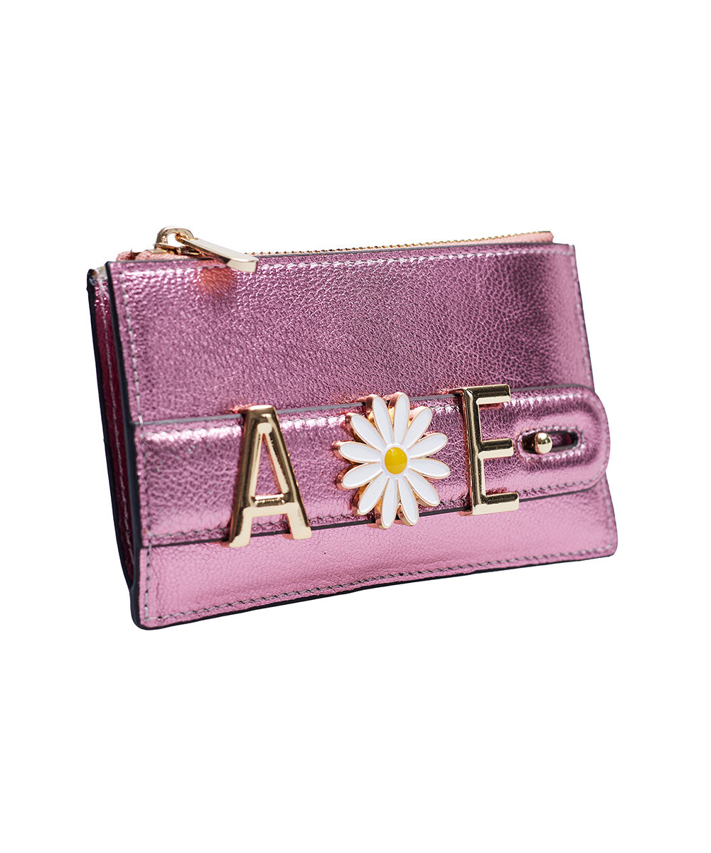 Harfli Pembe Deri Cüzdan