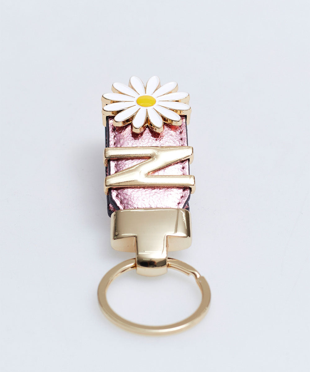 Harfli Pembe Deri Anahtarlık