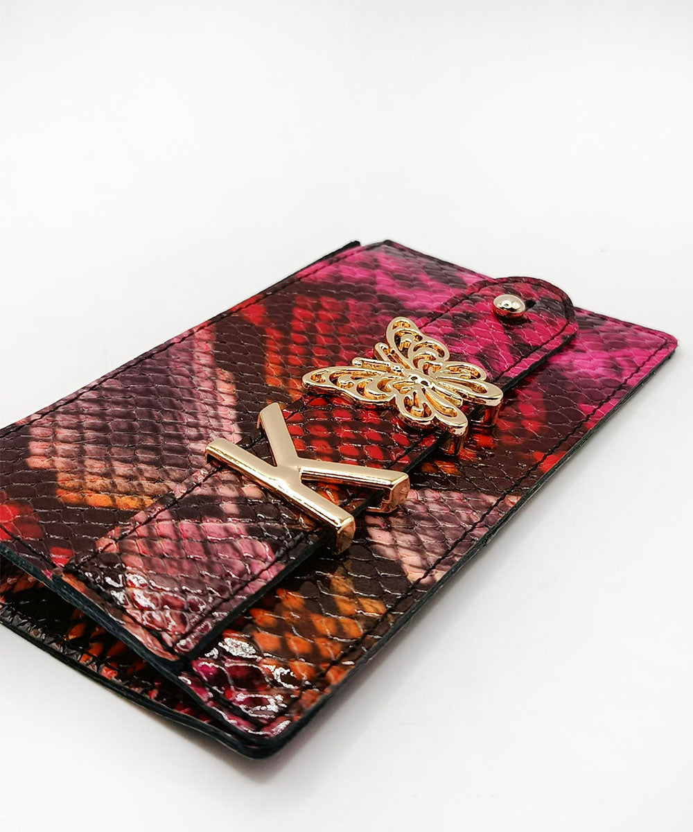 Harfli Renkli Piton Deri Cüzdan