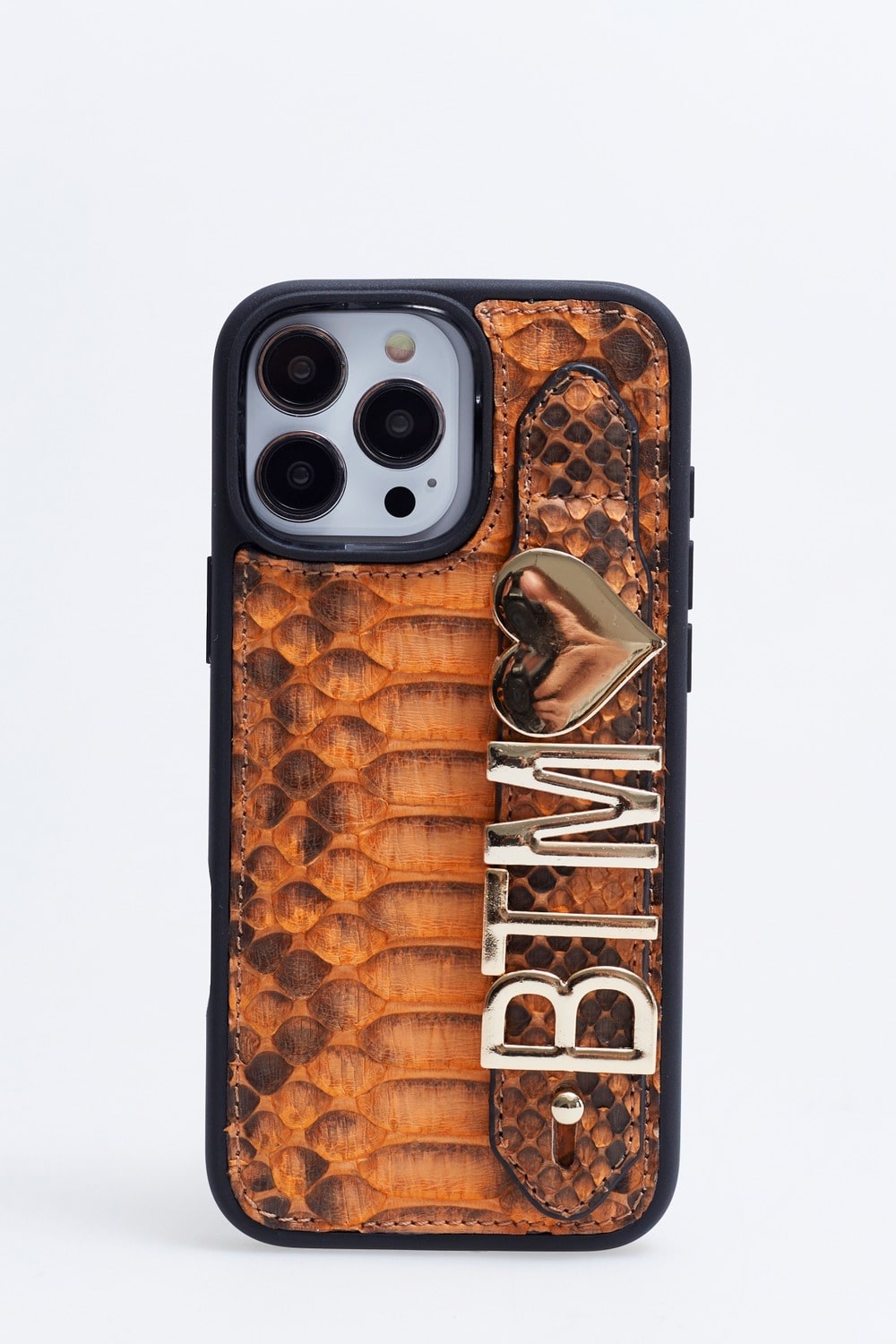 Harfli Piton Turuncu iPhone Deri Kılıf