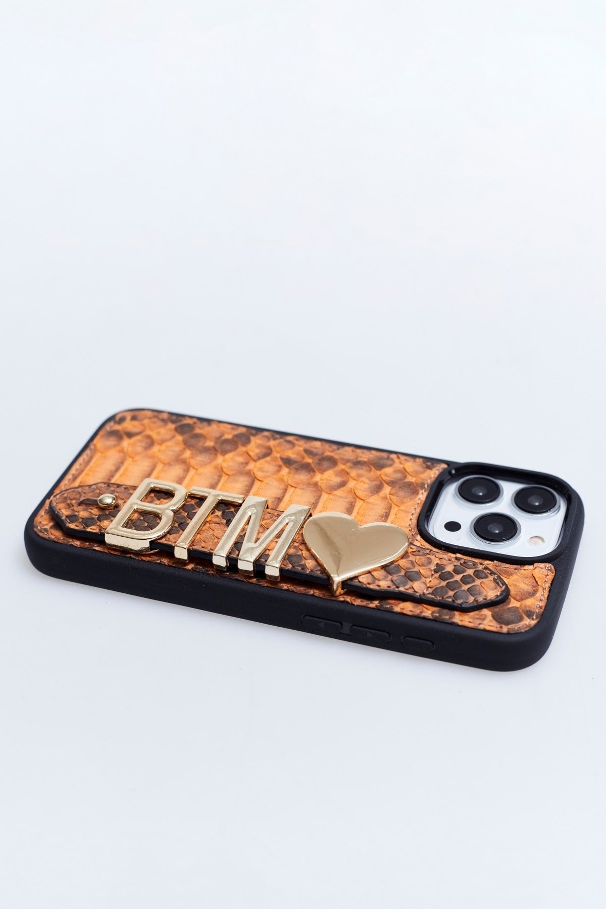 Harfli Piton Turuncu iPhone Deri Kılıf