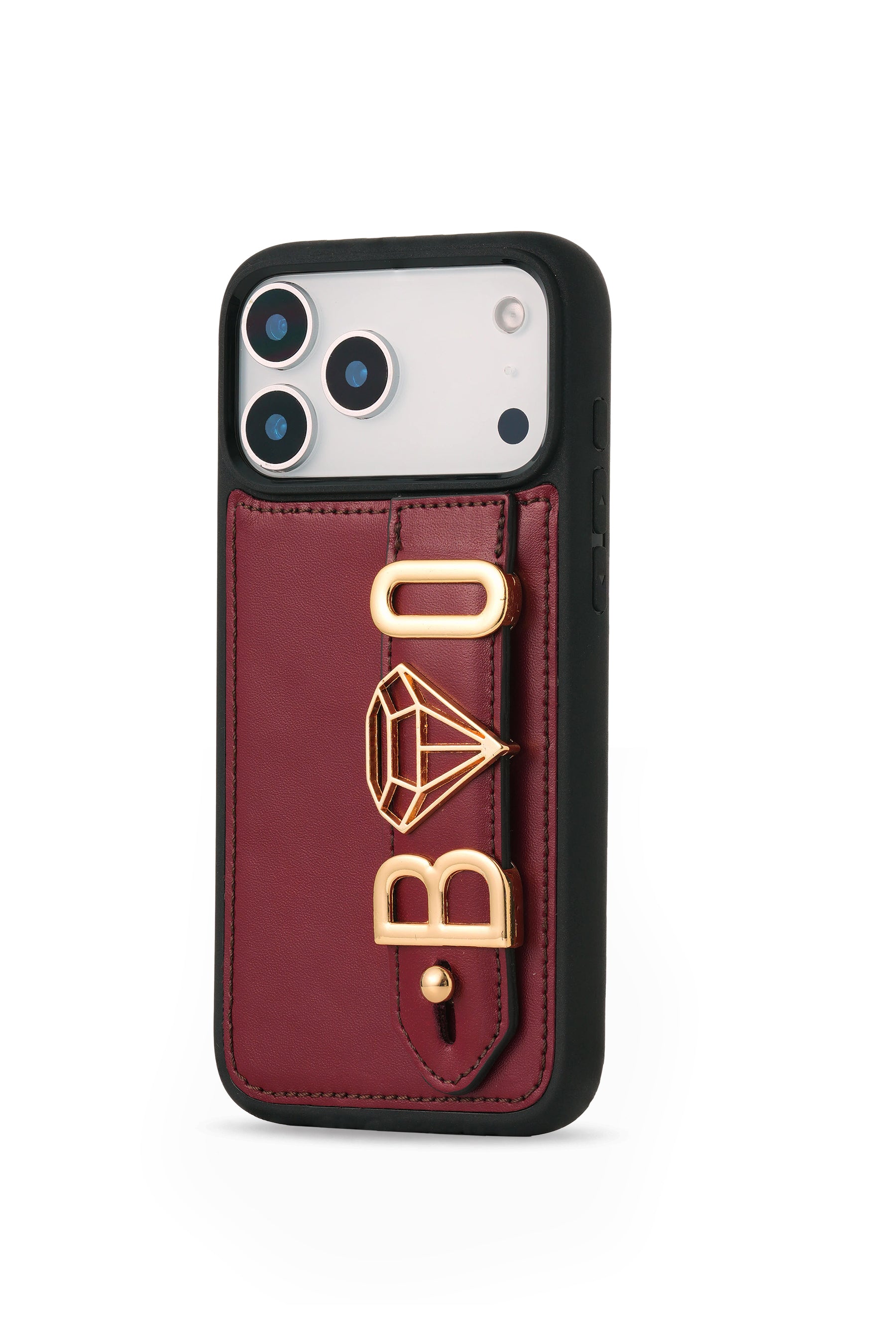 Harfli Bordo Deri iPhone Kılıf