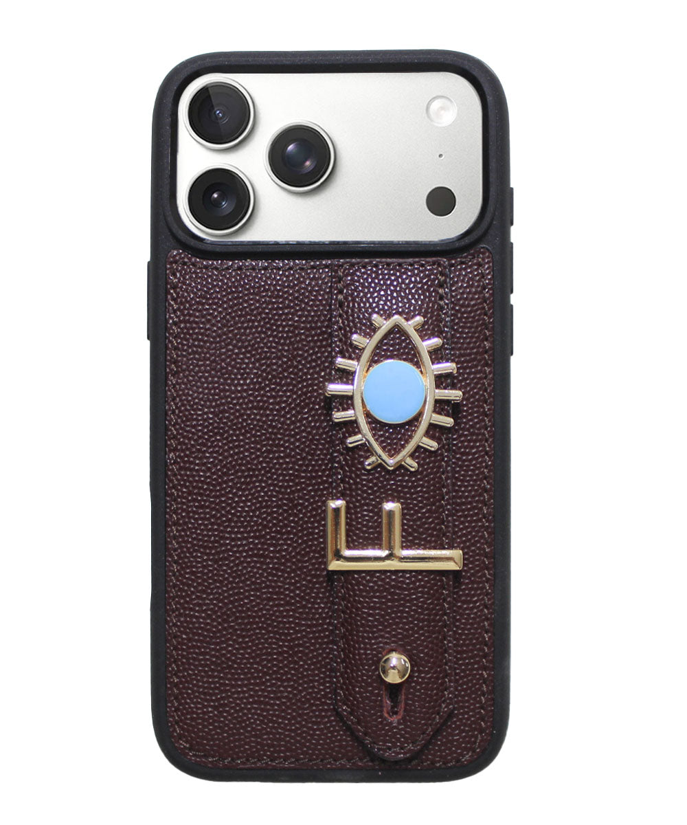 Bordo Harfli iPhone Deri Kılıf