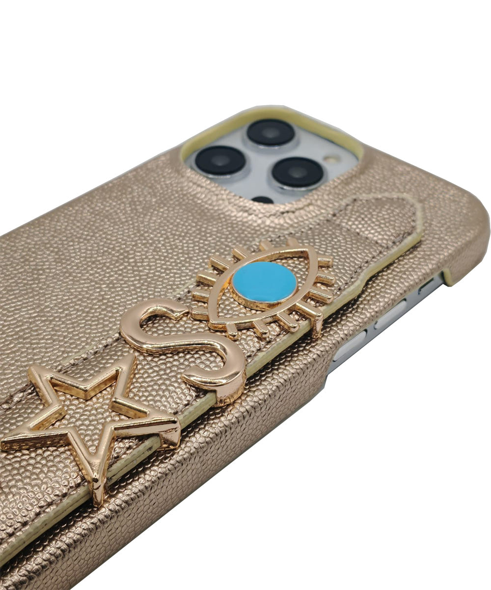 Gold Harfli iPhone Premium Deri Kılıf