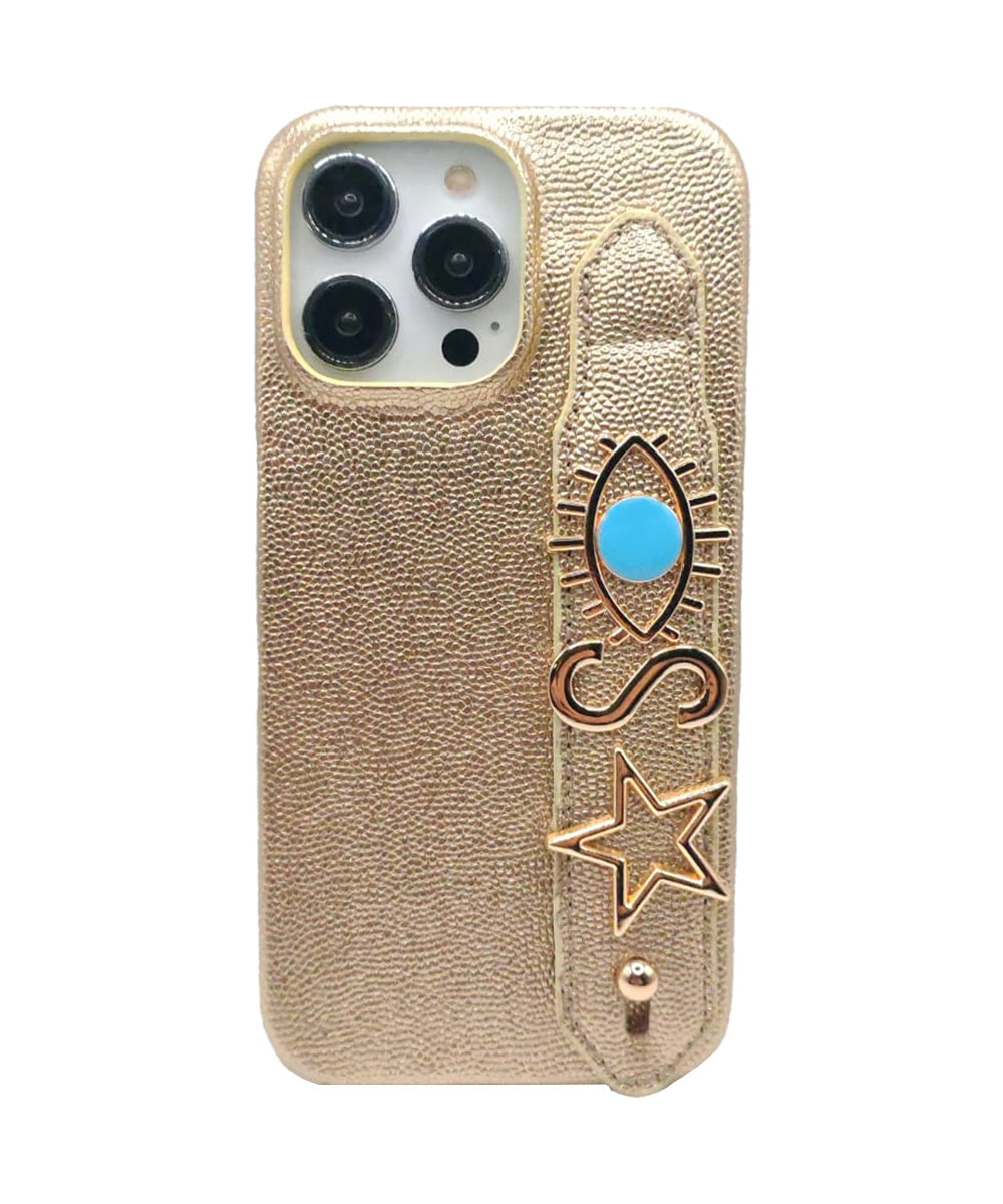 Gold Harfli iPhone Premium Deri Kılıf