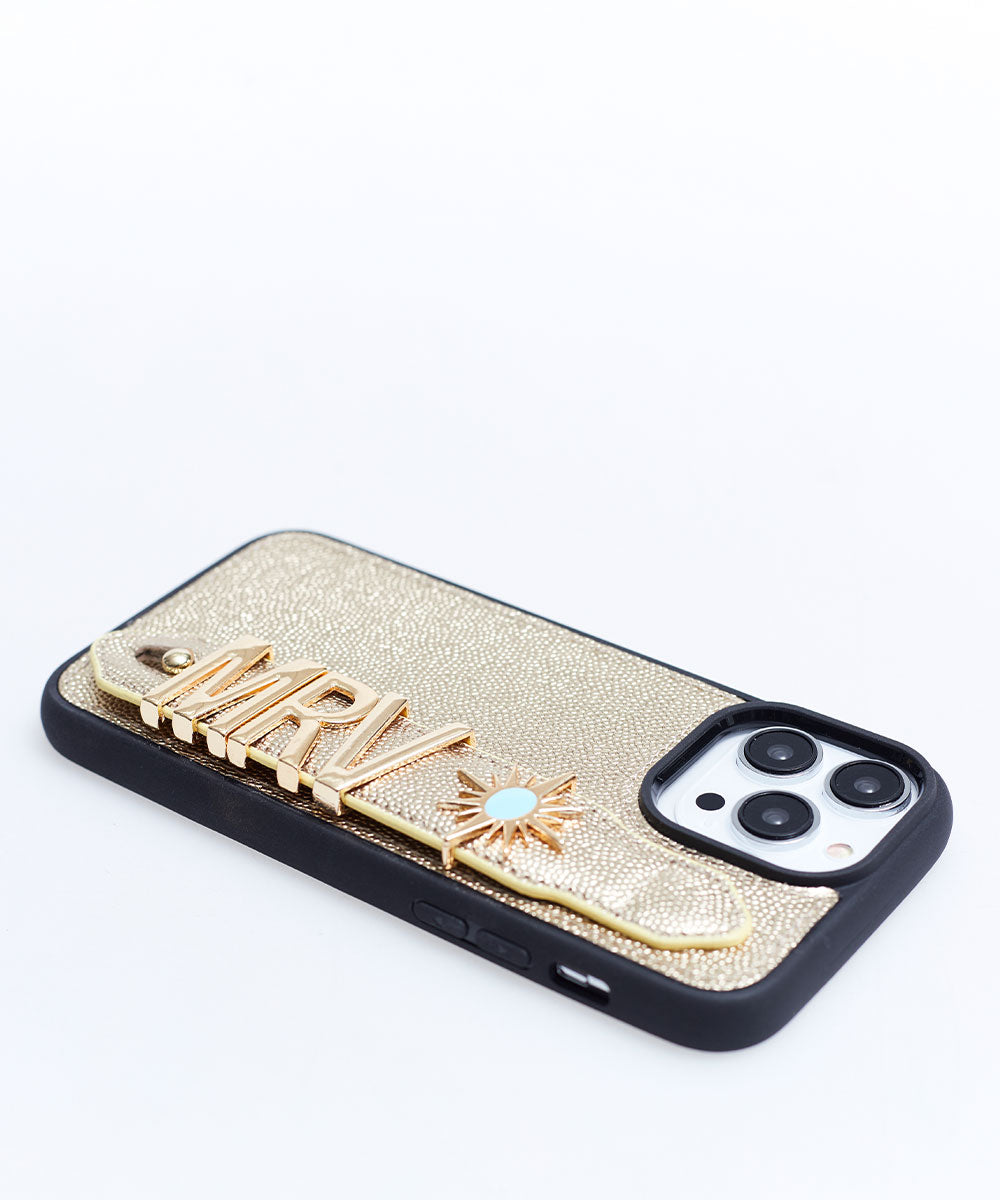 Gold Harfli iPhone Deri Kılıf