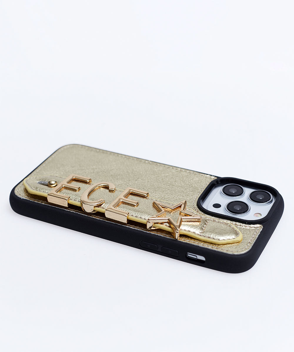 Harfli Gold iPhone Deri Kılıf