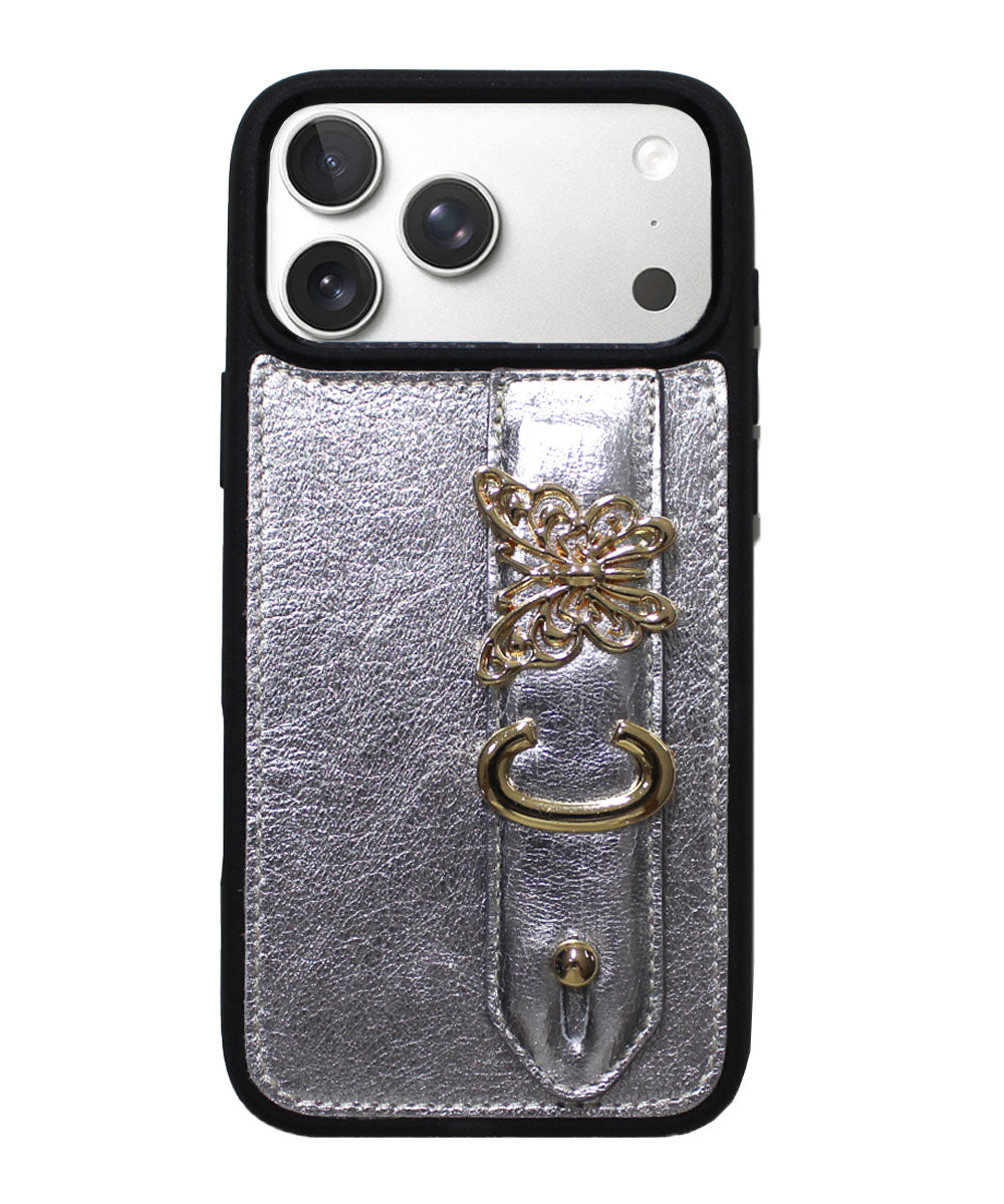 Harfli Gümüş Deri iPhone Kılıf