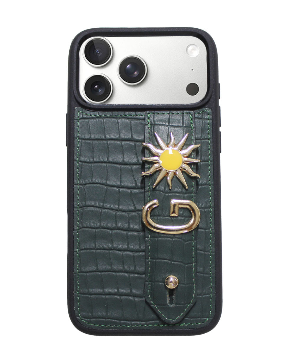 Haki Yeşili Harfli iPhone Kroko Deri Kılıf