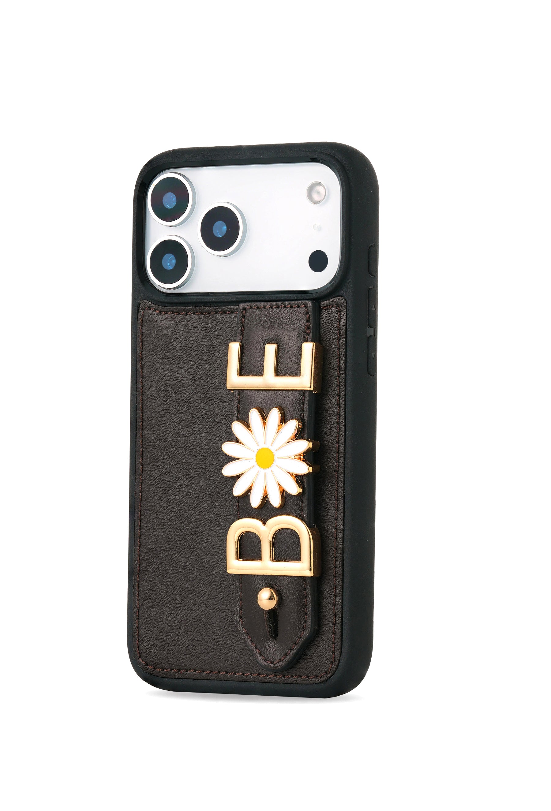 Harfli Kahve Deri iPhone Kılıf