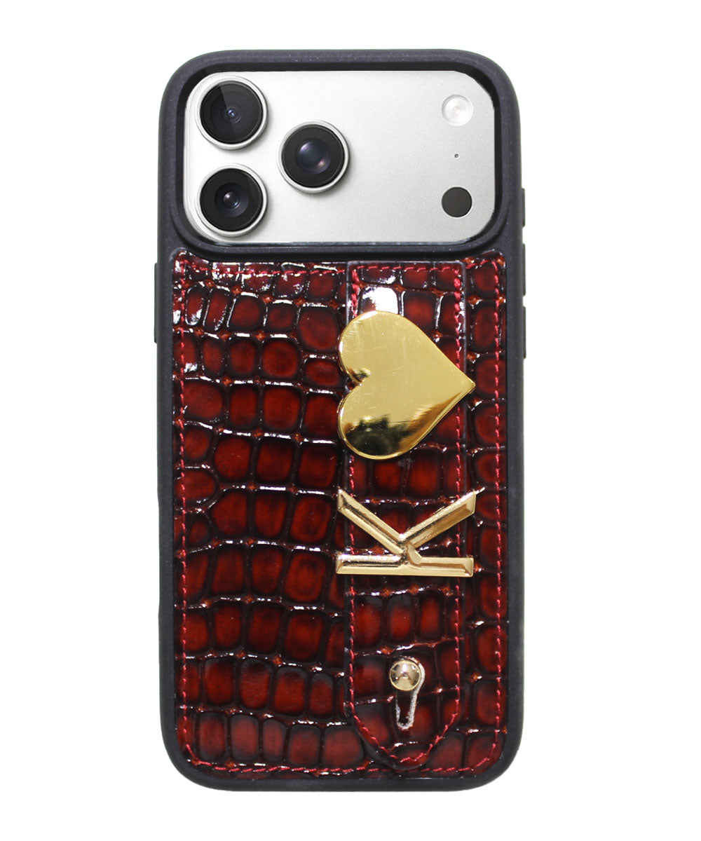 Harfli Kırmızı iPhone Deri Kılıf