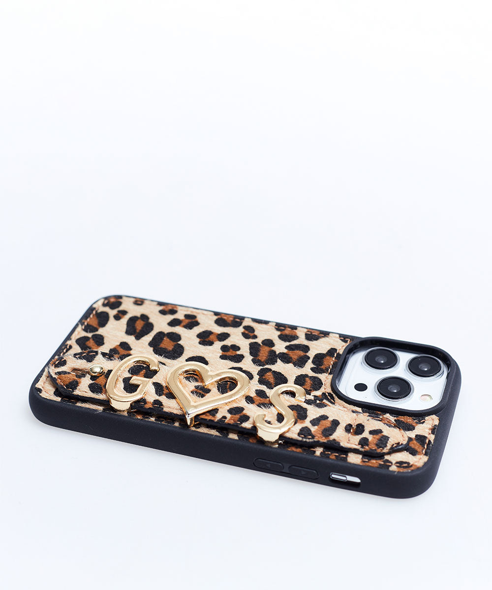 Harfli Leopar iPhone Deri Kılıf