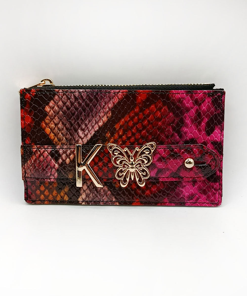 Harfli Renkli Piton Deri Cüzdan